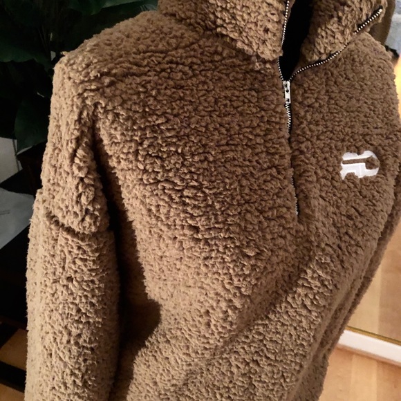 Tan Quarter Zip Pullover Sherpa Fleece - Picture 5 of 5